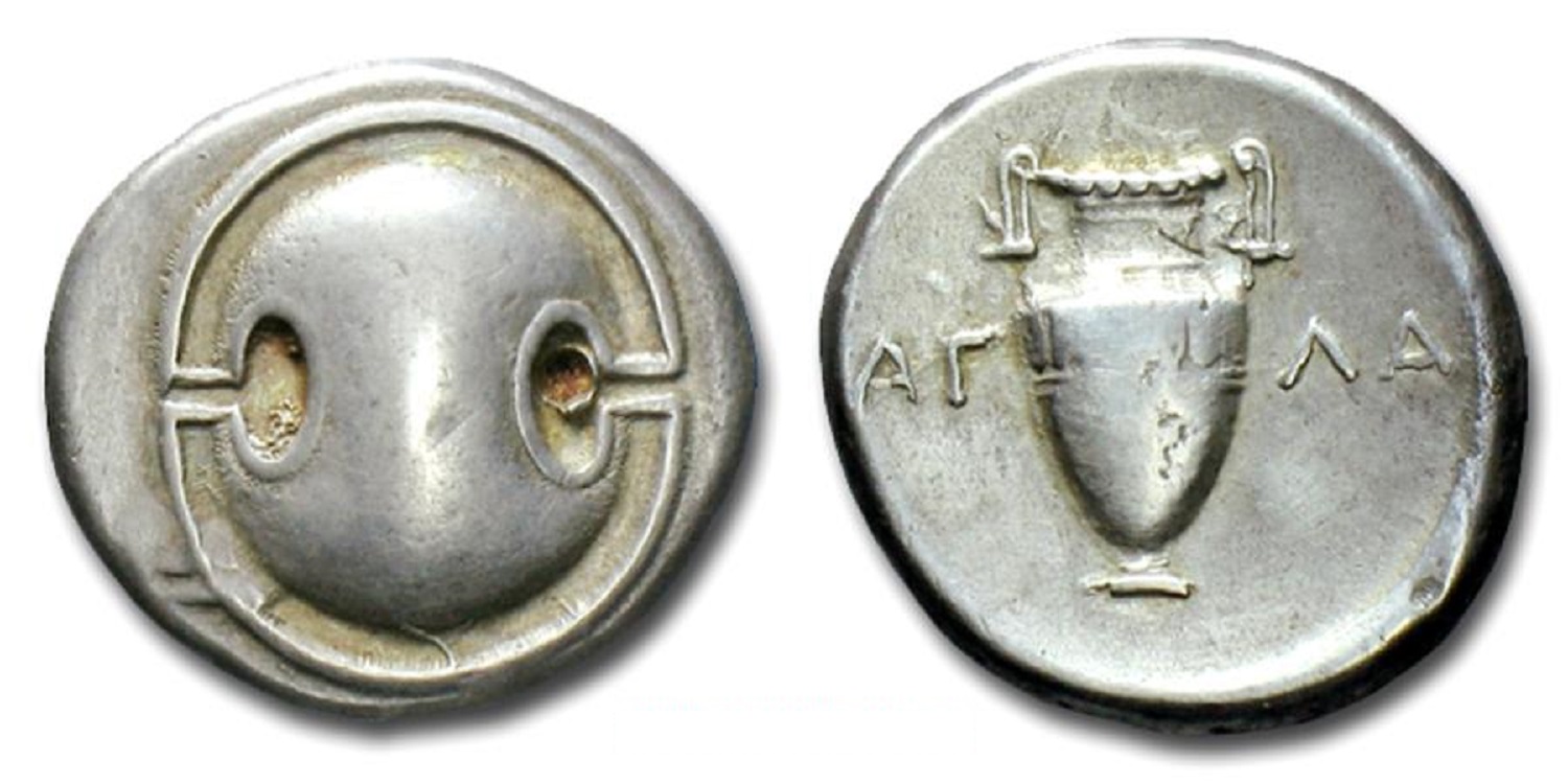 Boeotia-Thebes-AR-Stater-C363-338-BC-Boetian-Shield/Amphora-R:-Timo-Magistrate